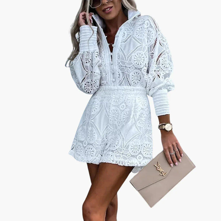Spitzen Zweiteiler mit Shorts für Damen
