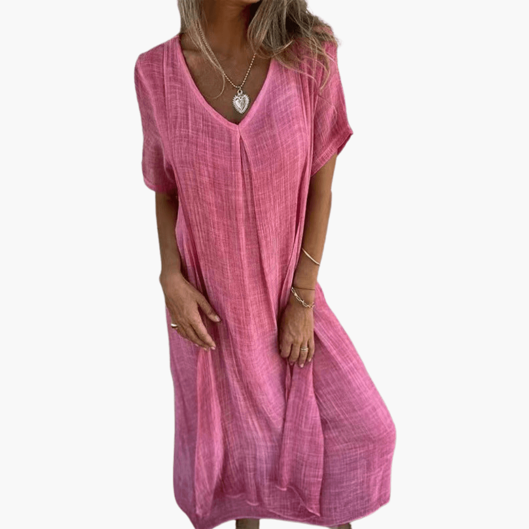 Damen V-Ausschnitt Sommerkleid - Locker und Bequem