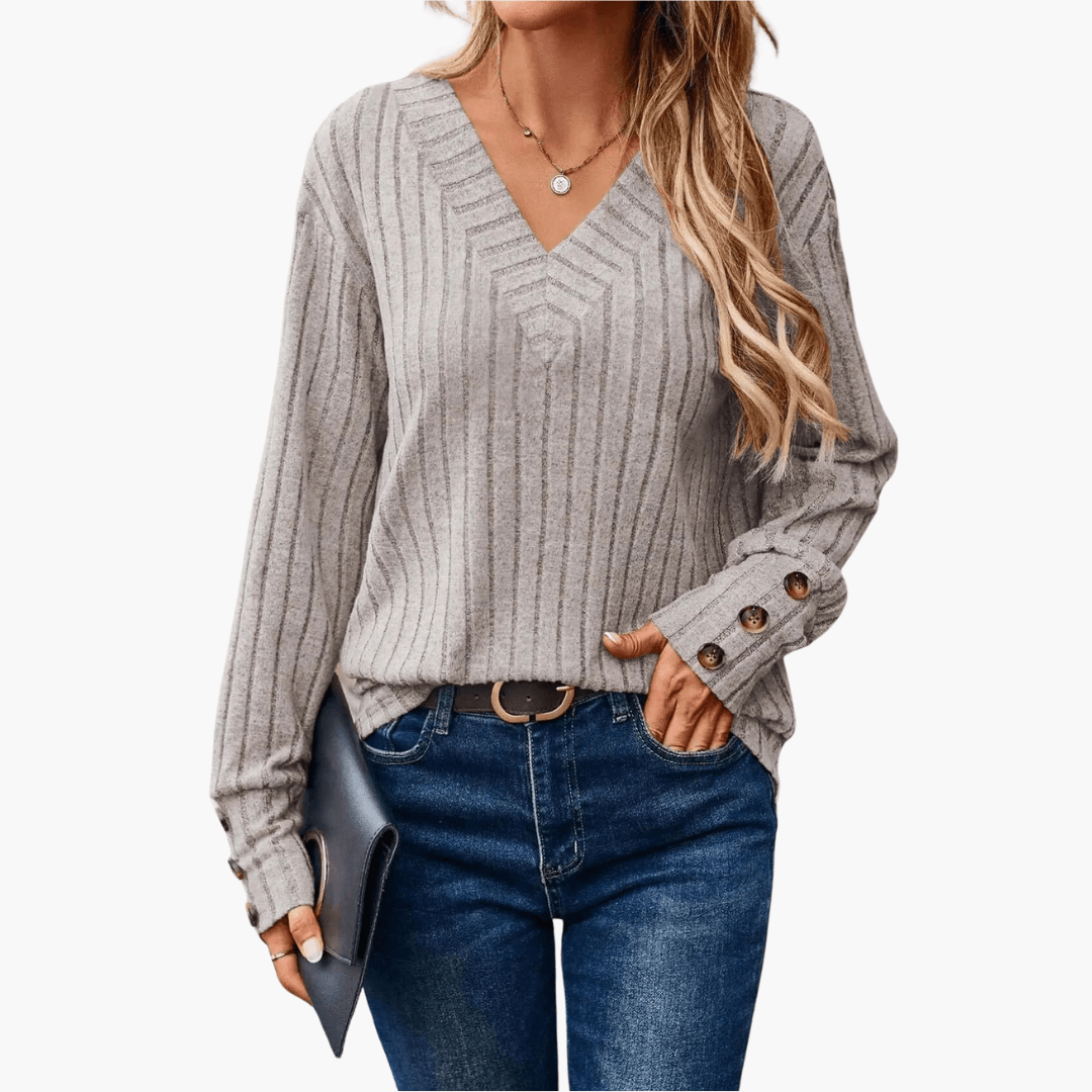 V-Ausschnitt Winterpullover für Frauen – Bequemer & Eleganter Pullover