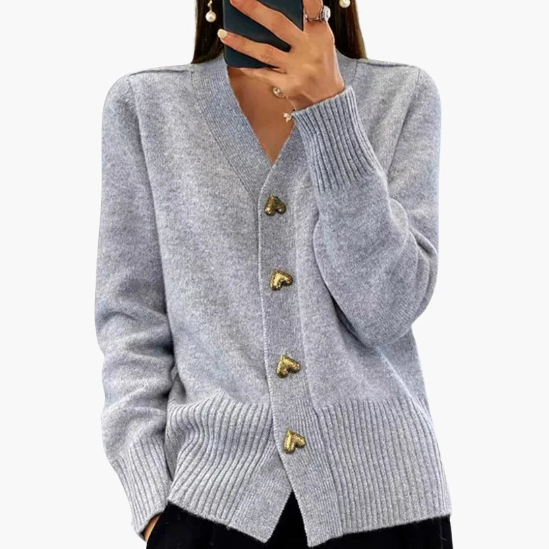 Herzknopf Strickcardigan für Damen