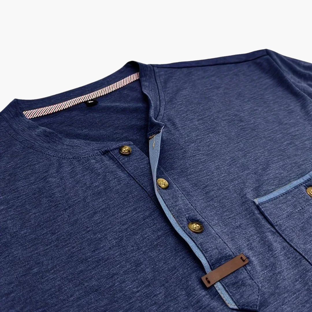 Henley T-Shirt mit Ziernähten für Herren