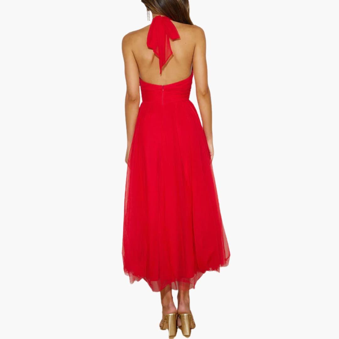 Damen Tüllkleid mit Neckholder – Elegantes Festkleid