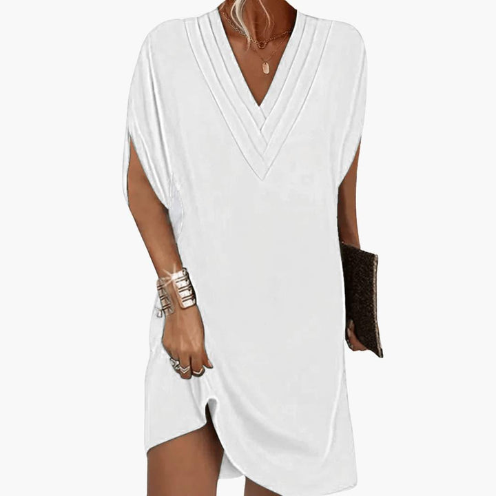 Damen V-Ausschnitt Oversized Kleid – Lockeres Sommerkleid