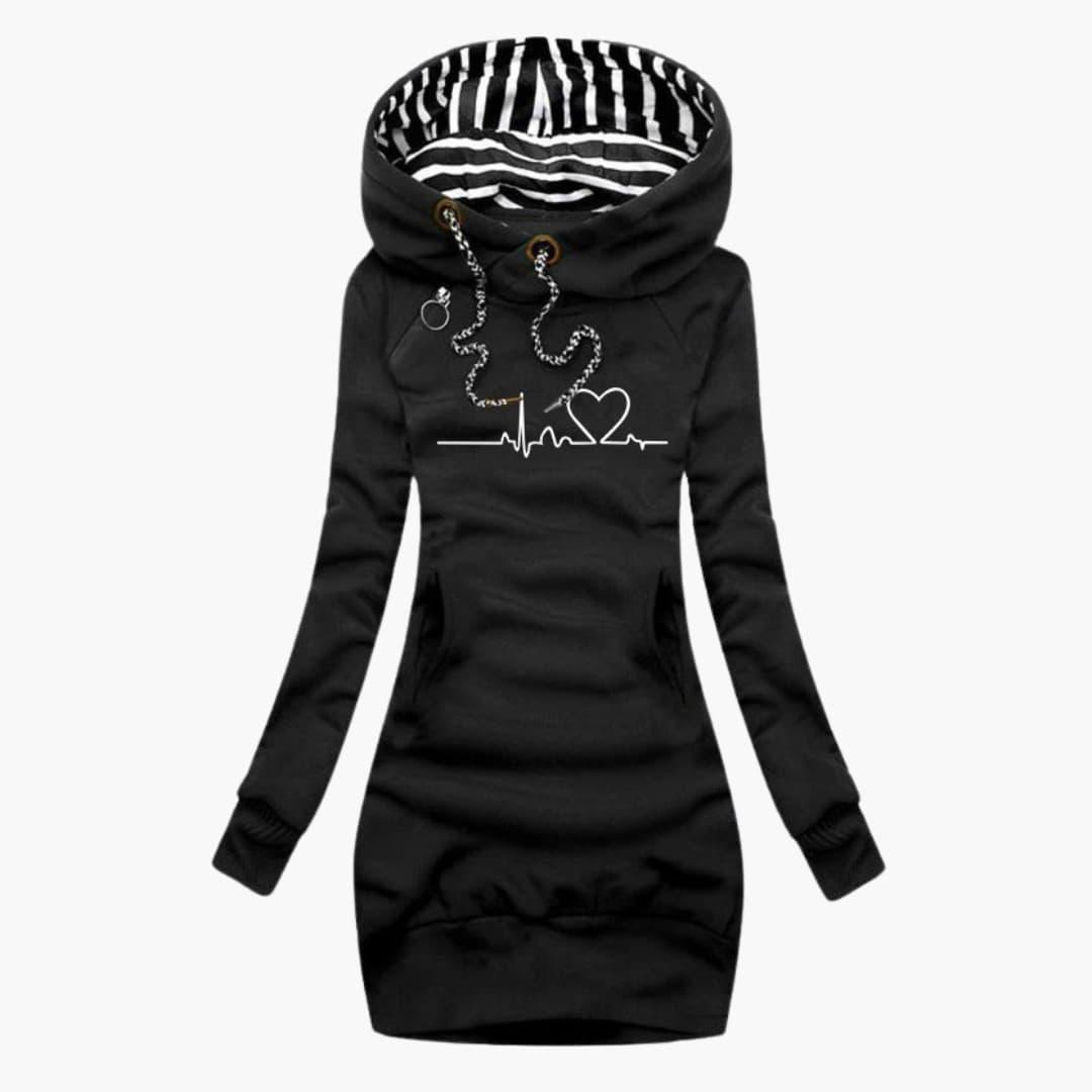 Gemütliches Pulloverkleid – für Frauen mit Herzschlag-Print