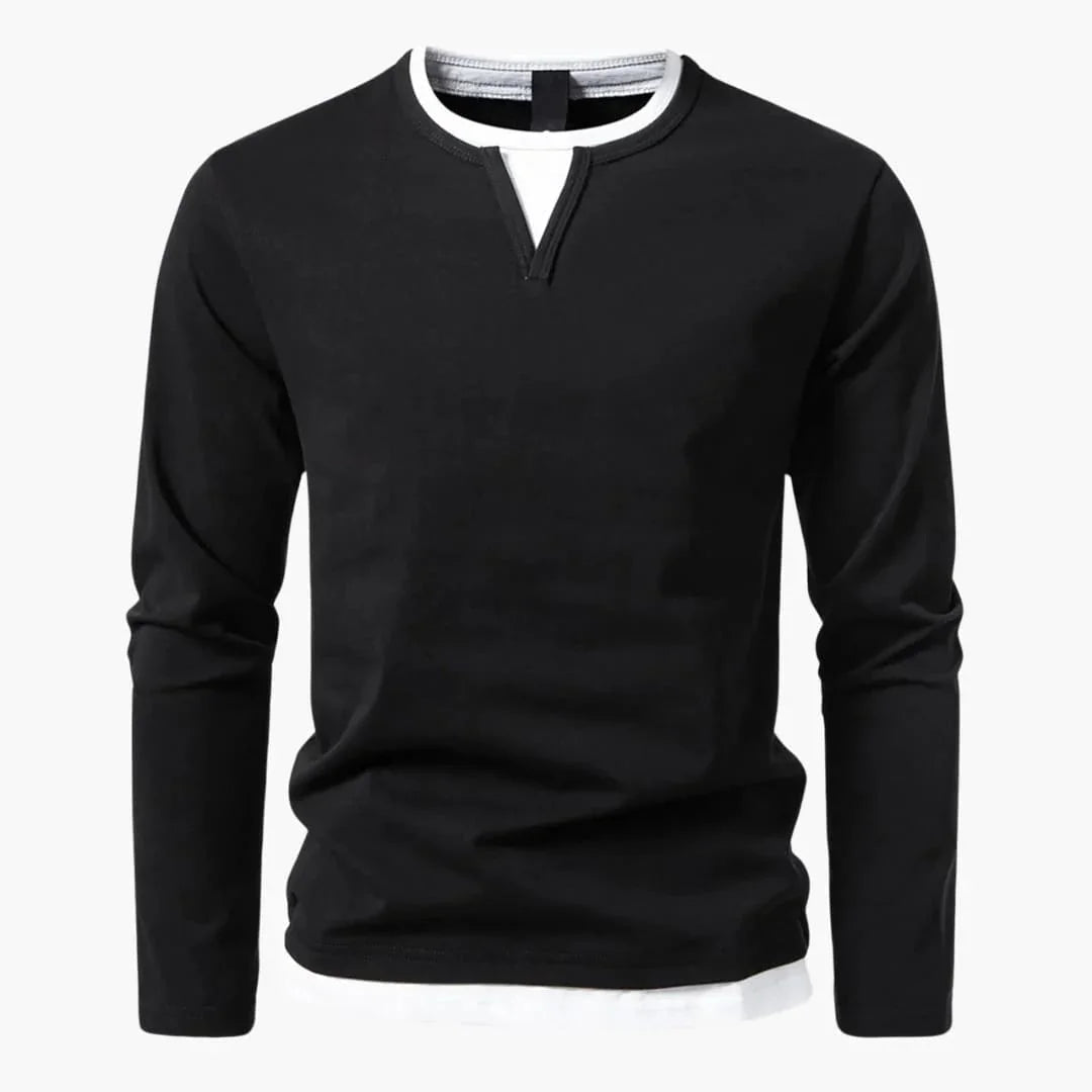 Zweilagiger Pullover mit Kragen für Herren