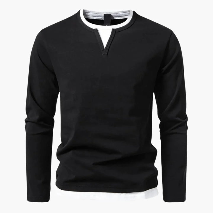 Zweilagiger Pullover mit Kragen für Herren