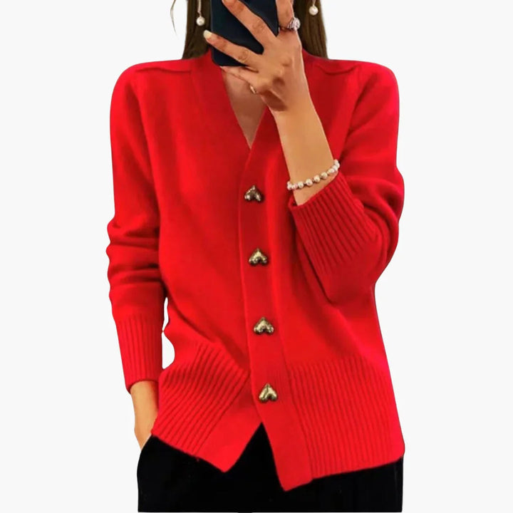 Herzknopf Strickcardigan für Damen
