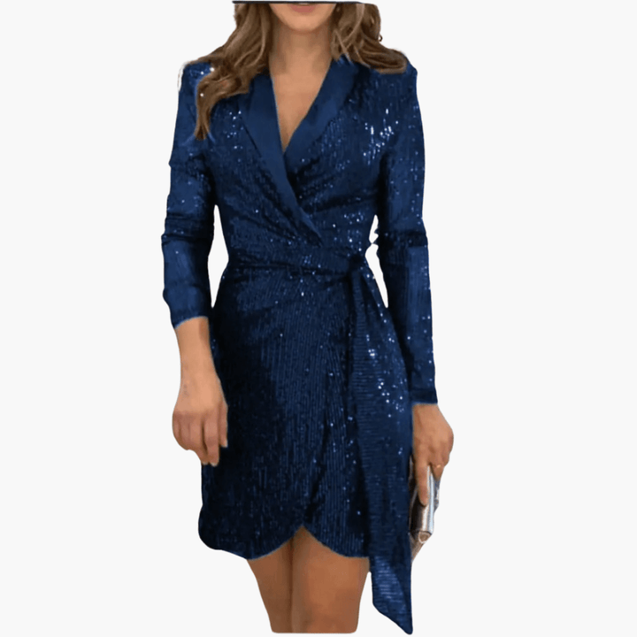Pailletten-Wickelkleid für Damen – festlich & elegant