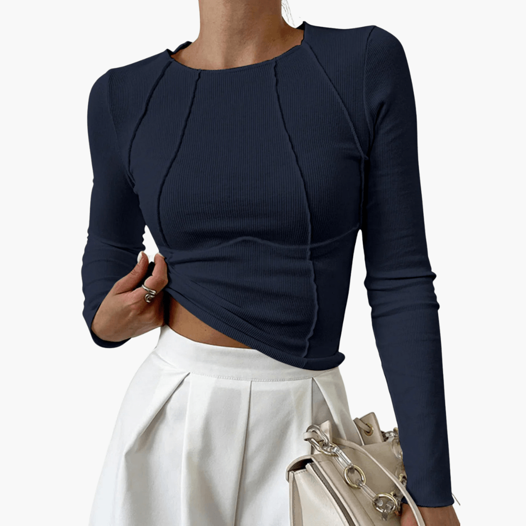 Damen Rippen Langarm Top - Bequem und Figurbetont