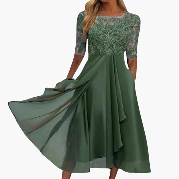 Abendkleid mit Spitzenoberteil für Damen – elegant & fließend