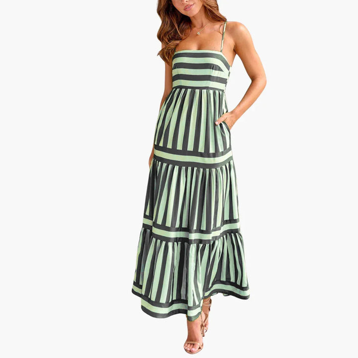 Gestreiftes Sommer Maxi Kleid für Damen