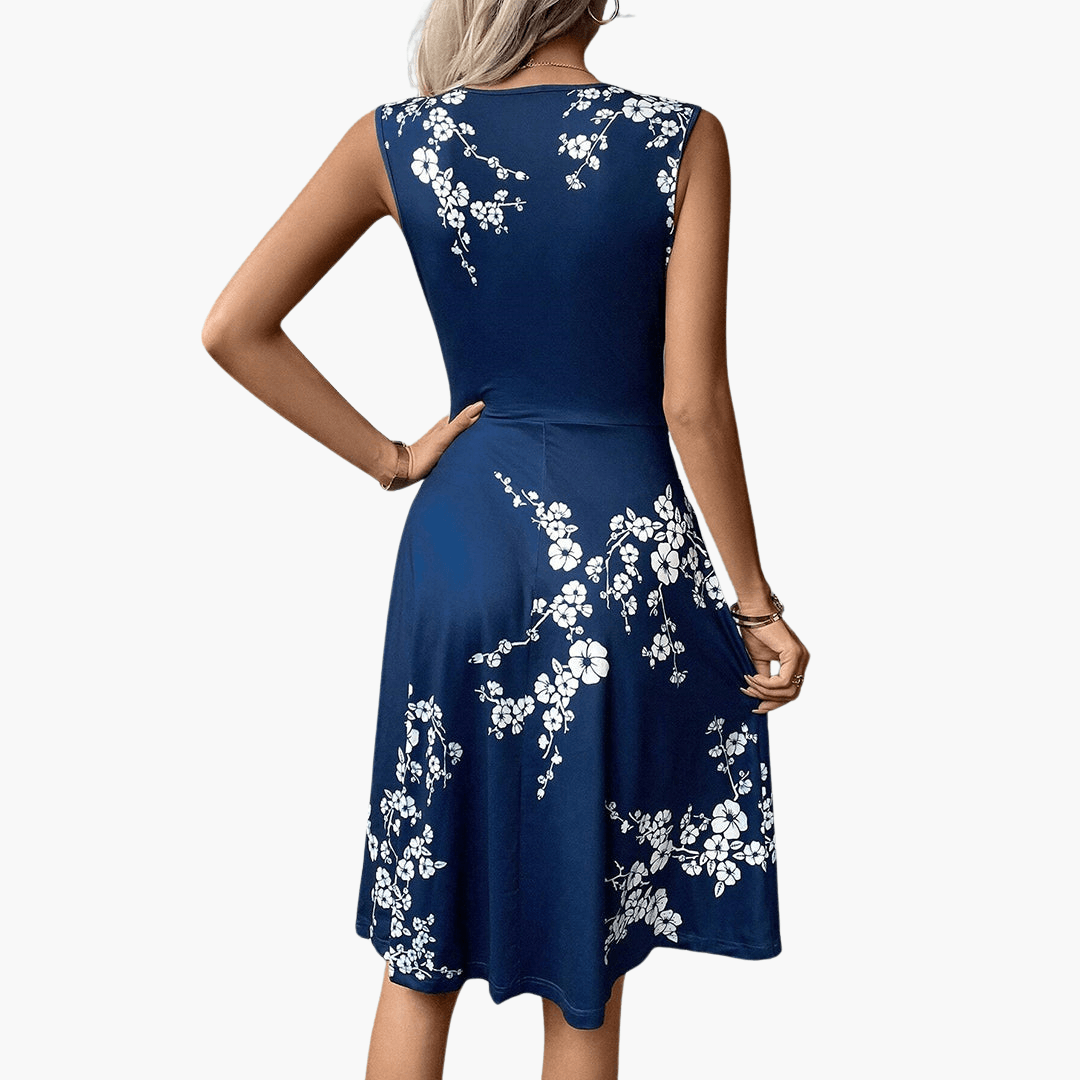 Sommerkleid für Frauen mit Blumenmuster – V-Ausschnitt