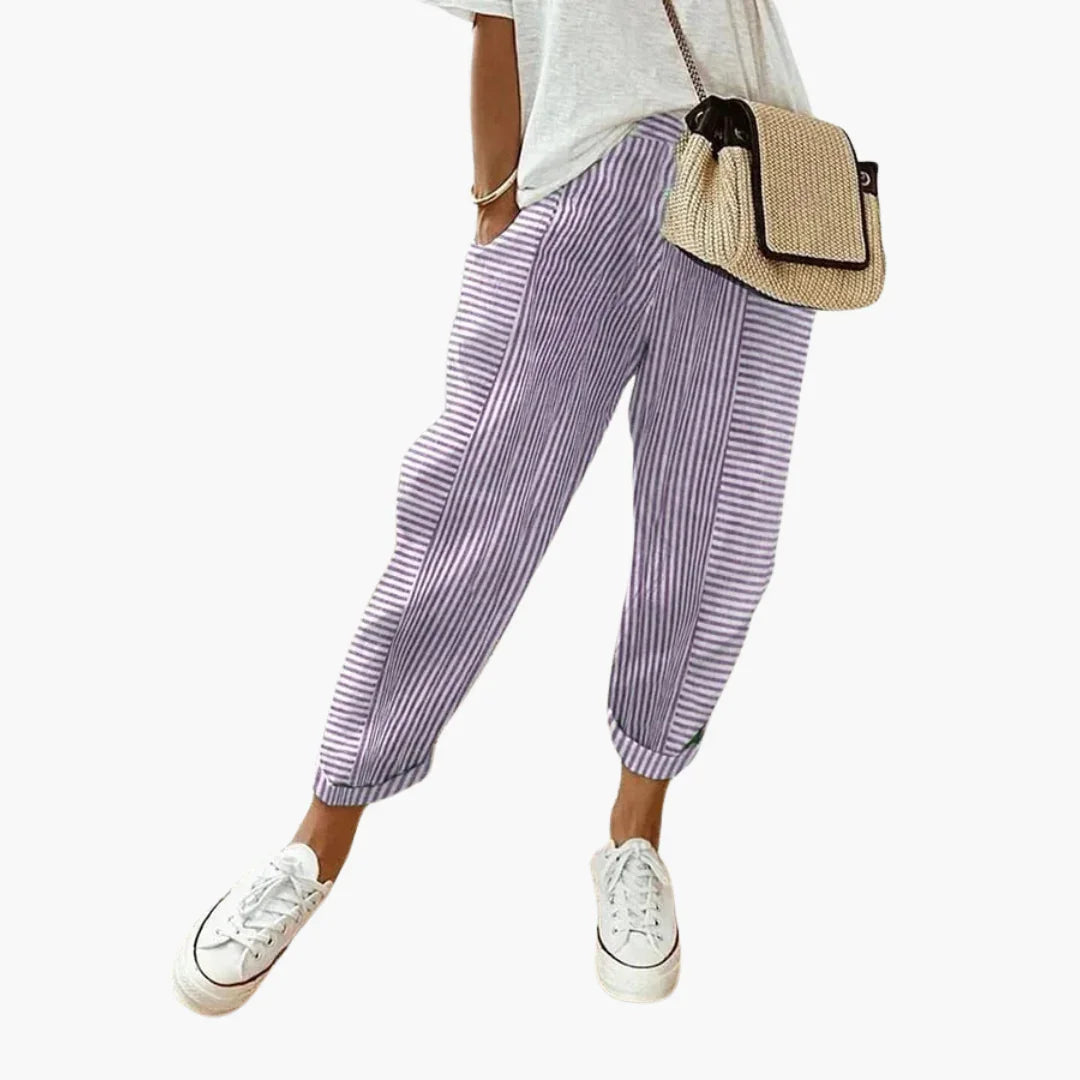 Gestreifte Stoffhose für Damen
