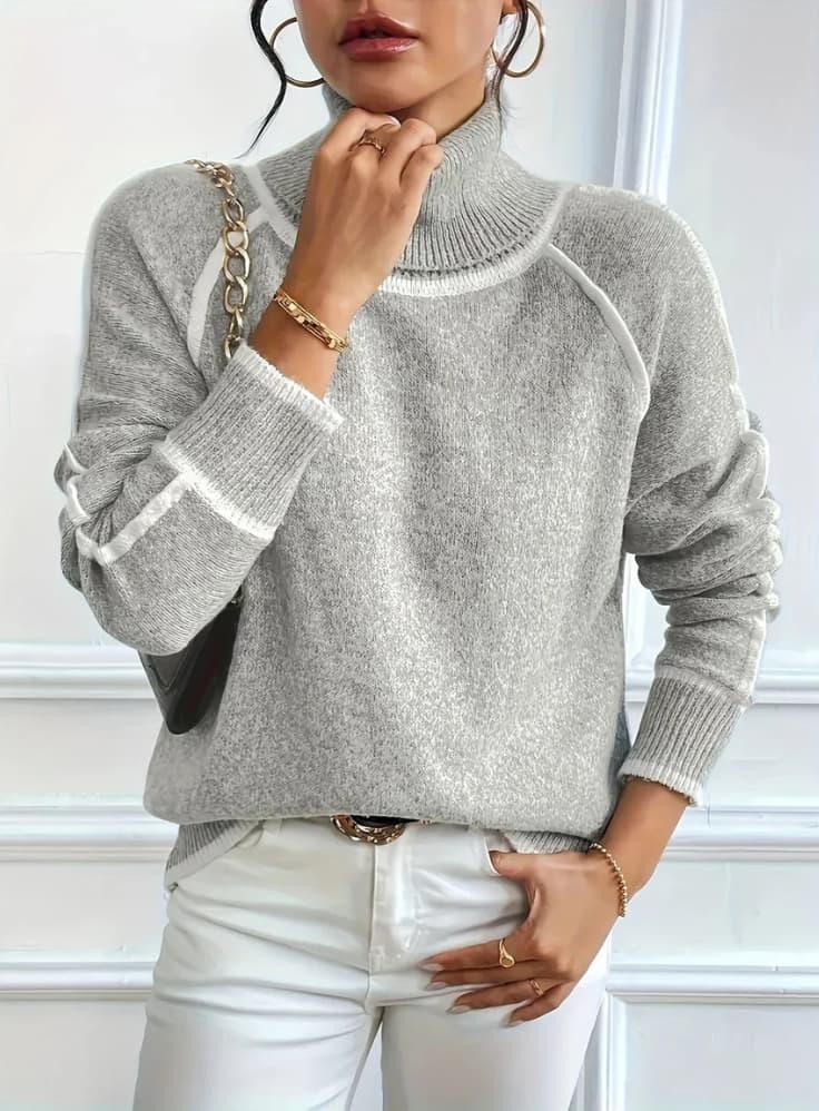 Gerippter Rollkragenpullover für Damen