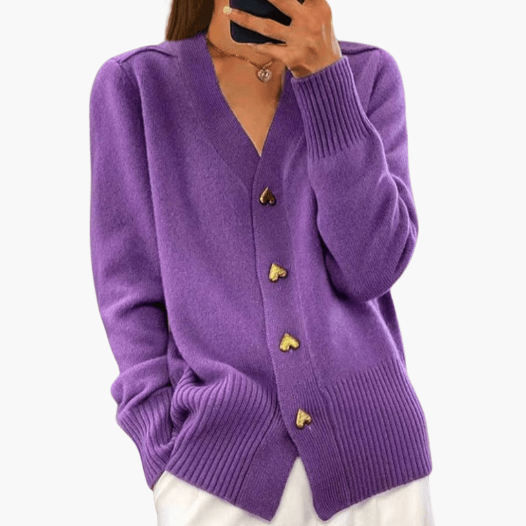Strickjacke für Frauen – Eleganter Cardigan mit Herzknöpfen