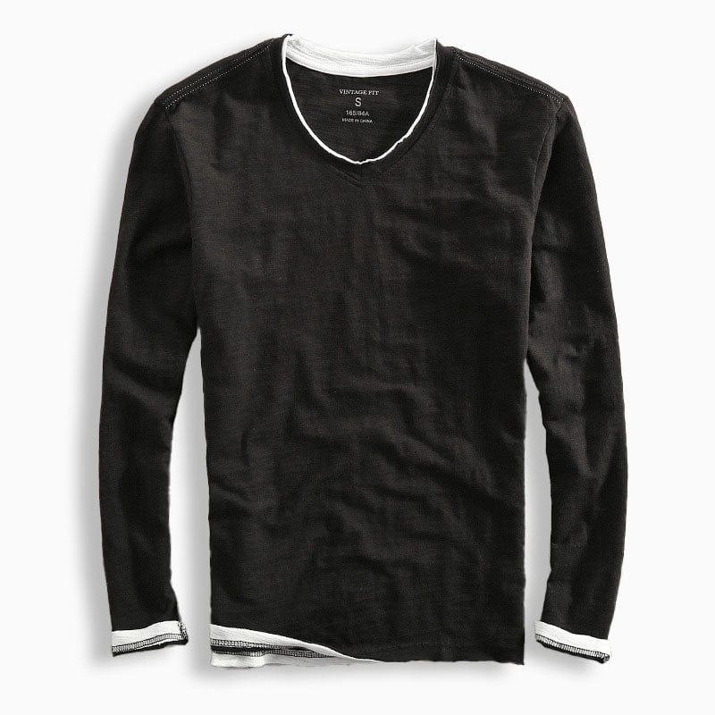 Kontrastbesatz Langarm T-Shirt für Herren