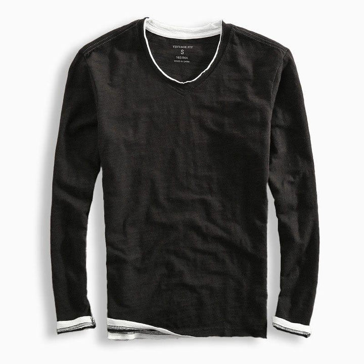 Kontrastbesatz Langarm T-Shirt für Herren