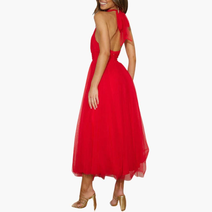 Damen Tüllkleid mit Neckholder – Elegantes Festkleid