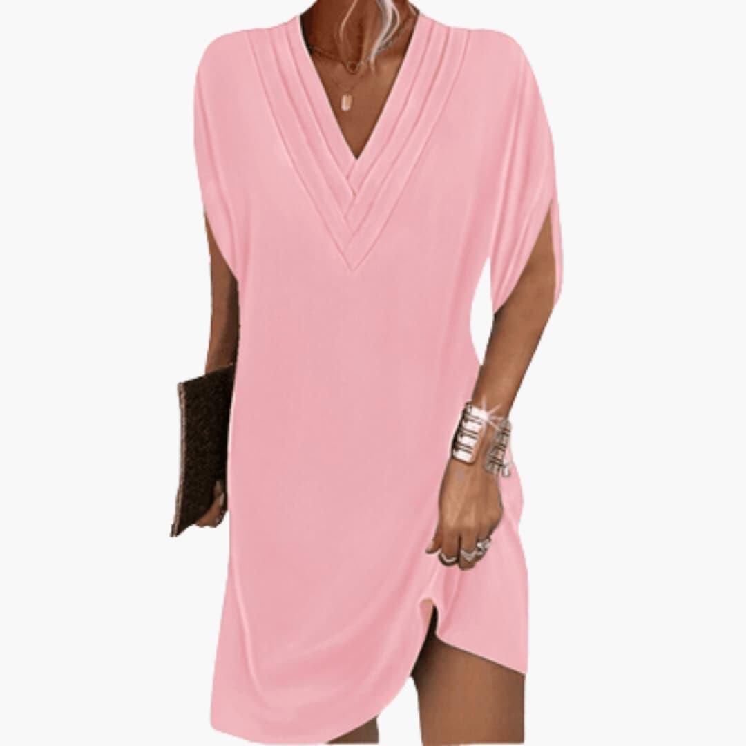 Damen V-Ausschnitt Oversized Kleid – Lockeres Sommerkleid