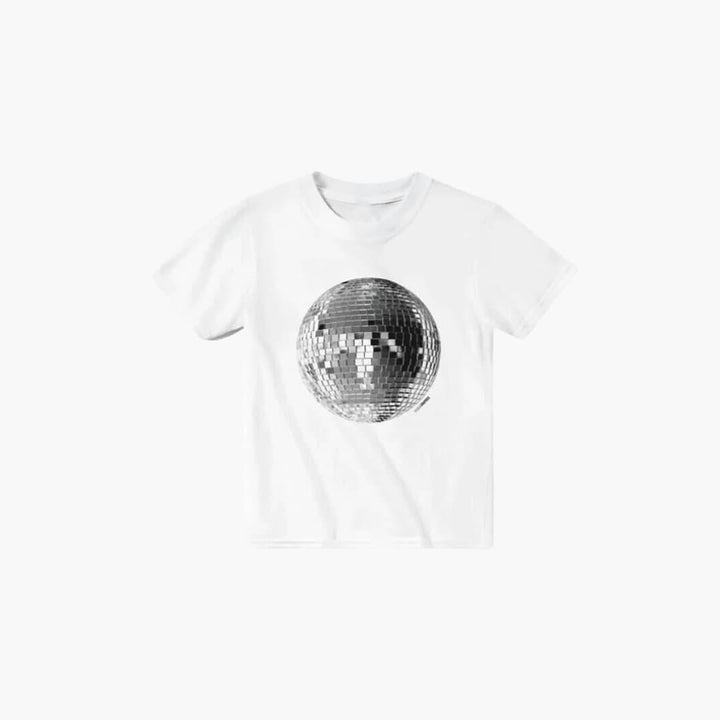 Damen Disco Print T-Shirt – Trendy & Lässig für Alltag & Party