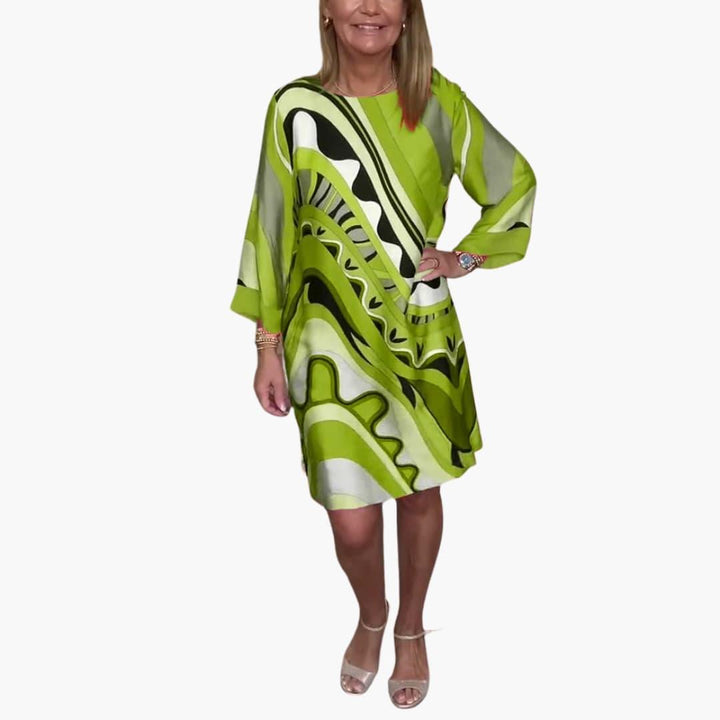 Damen Kleid mit abstraktem Print – Langarm und locker