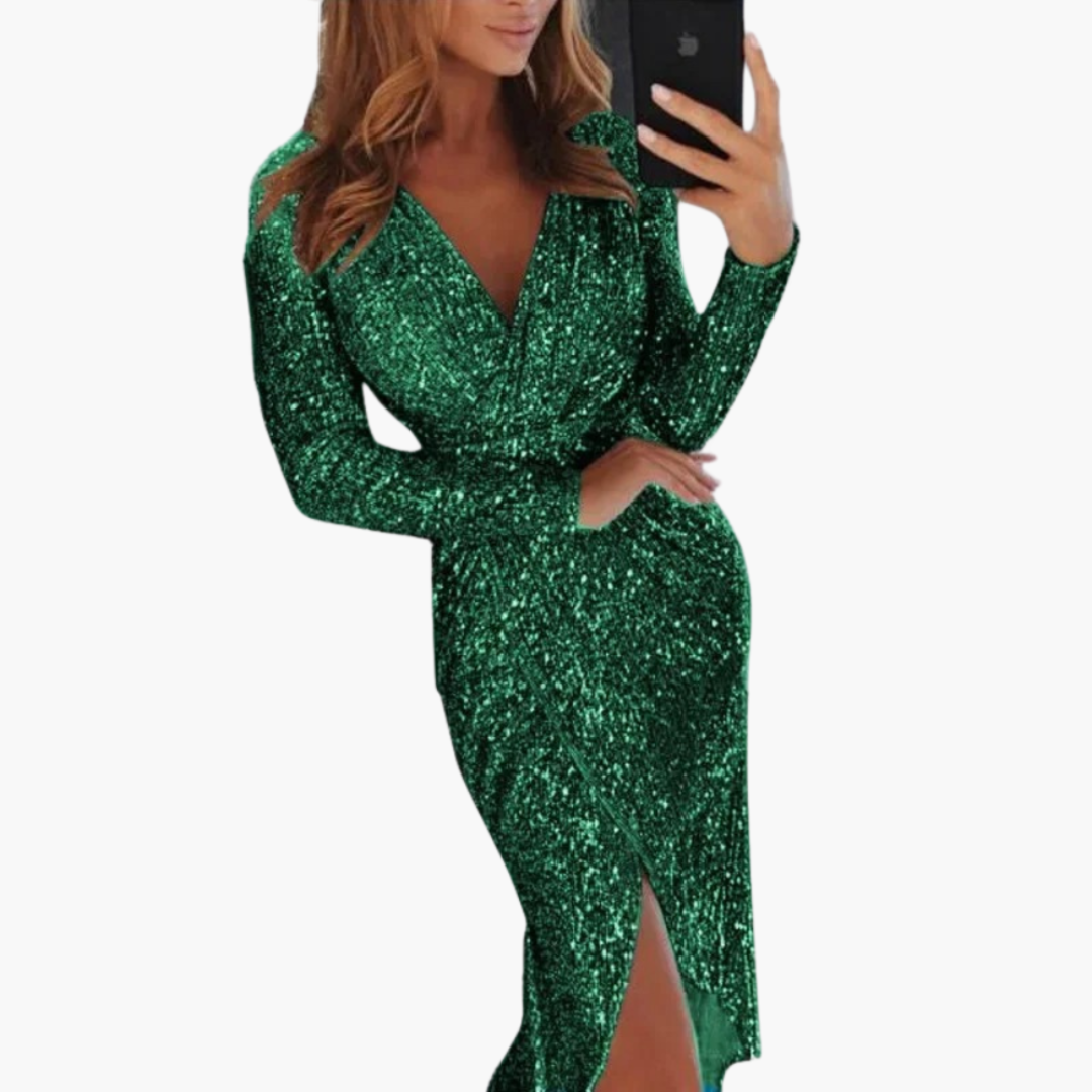 Paillettenkleid mit Schlitz für Damen – glitzernd & elegant
