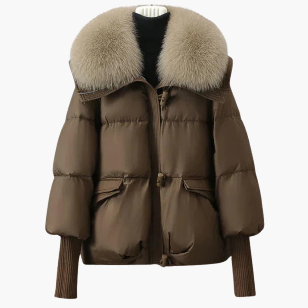 Elegante Damen-Winterjacke mit Kunstpelzkragen – Warm & Stilvoll