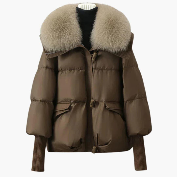 Elegante Damen-Winterjacke mit Kunstpelzkragen – Warm & Stilvoll