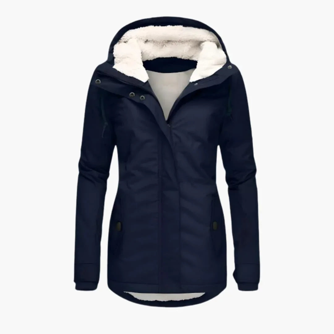 Langer Wintermantel mit Kapuze für Damen