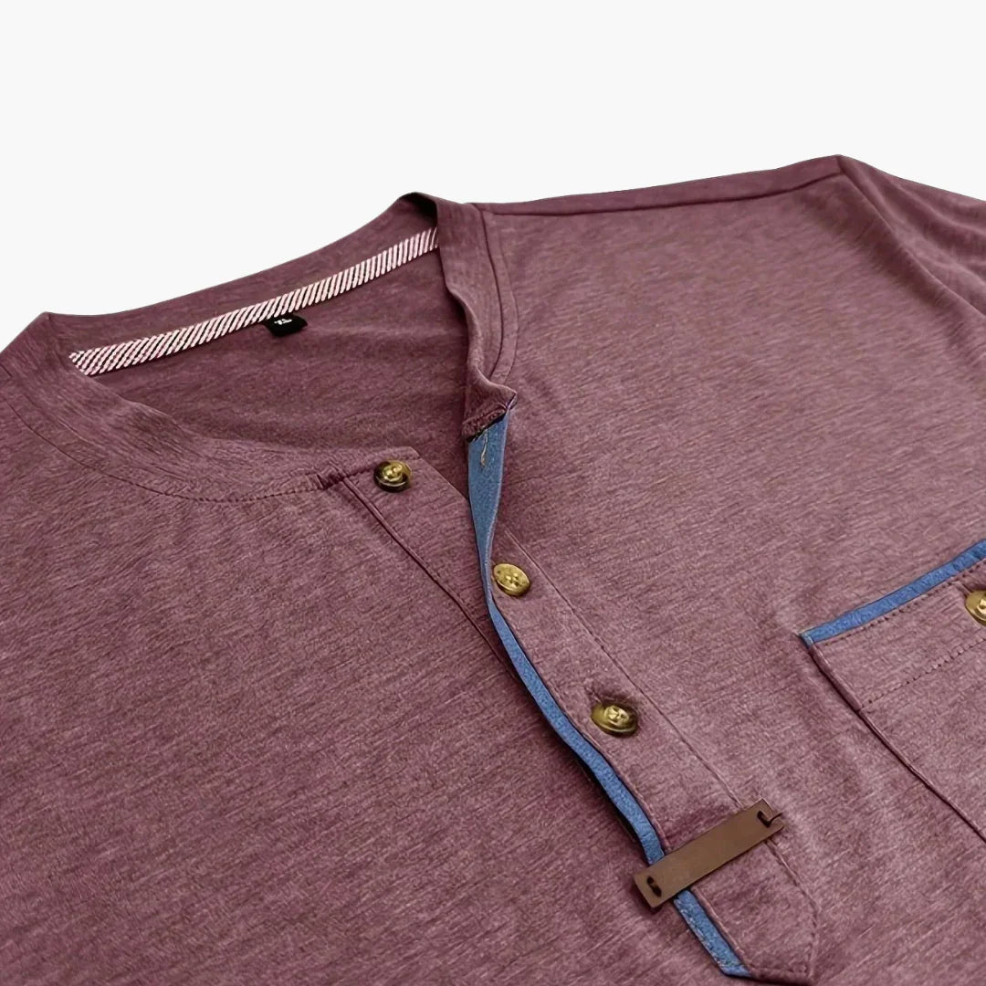 Henley T-Shirt mit Ziernähten für Herren