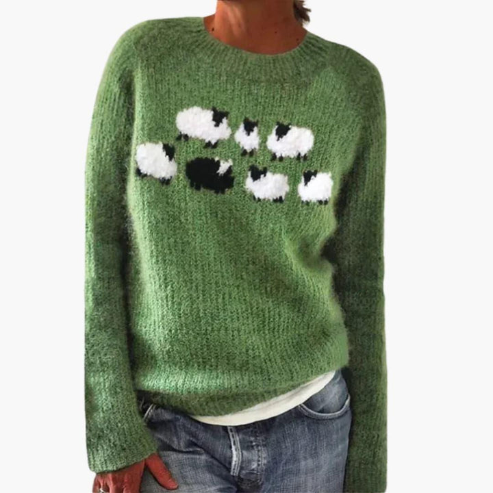Damen pullover mit Rundhalsausschnitt und nordischem Muster