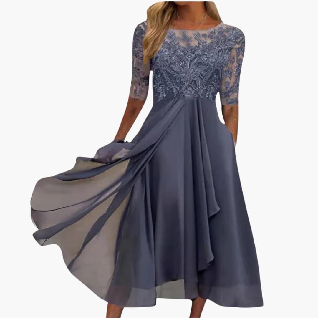 Abendkleid mit Spitzenoberteil für Damen – elegant & fließend