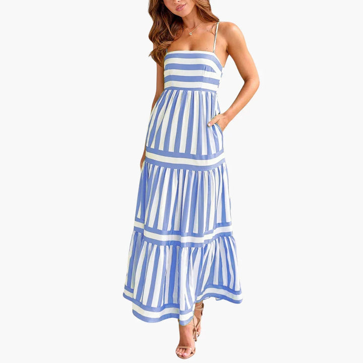 Gestreiftes Sommer Maxi Kleid für Damen