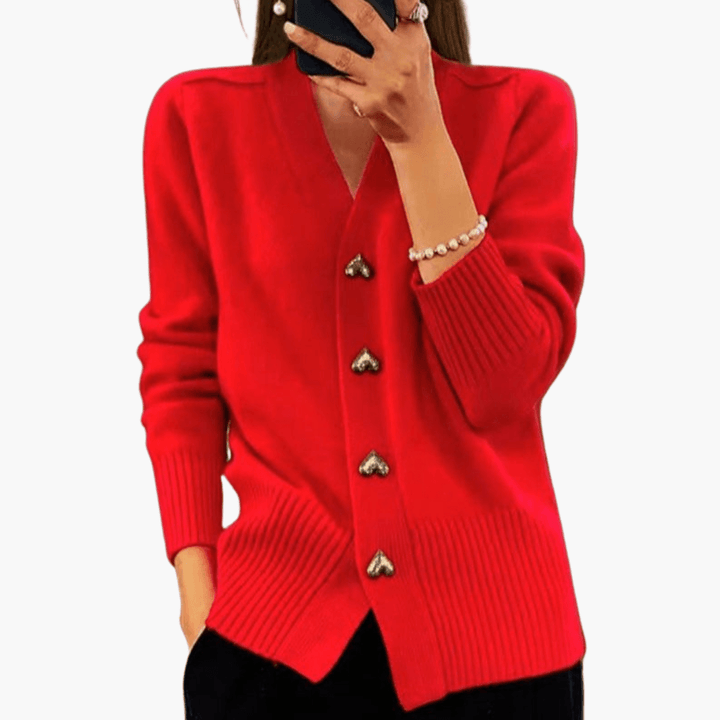 Strickjacke für Frauen – Eleganter Cardigan mit Herzknöpfen