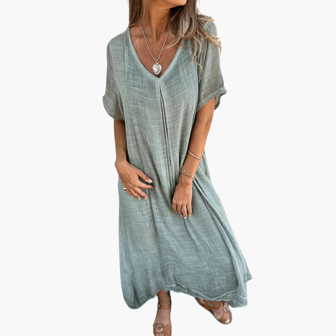 Damen V-Ausschnitt Sommerkleid - Locker und Bequem