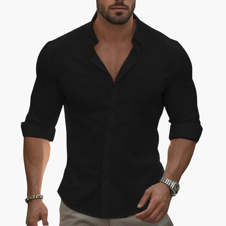 Slim Fit Langarmhemd mit Knöpfen für Herren