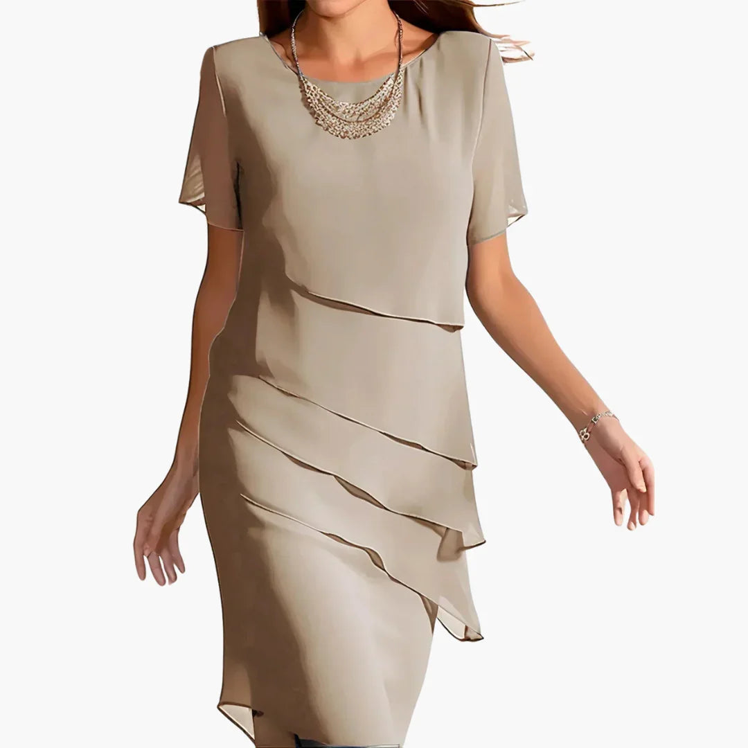 Kurzarm Midi Kleid für Damen