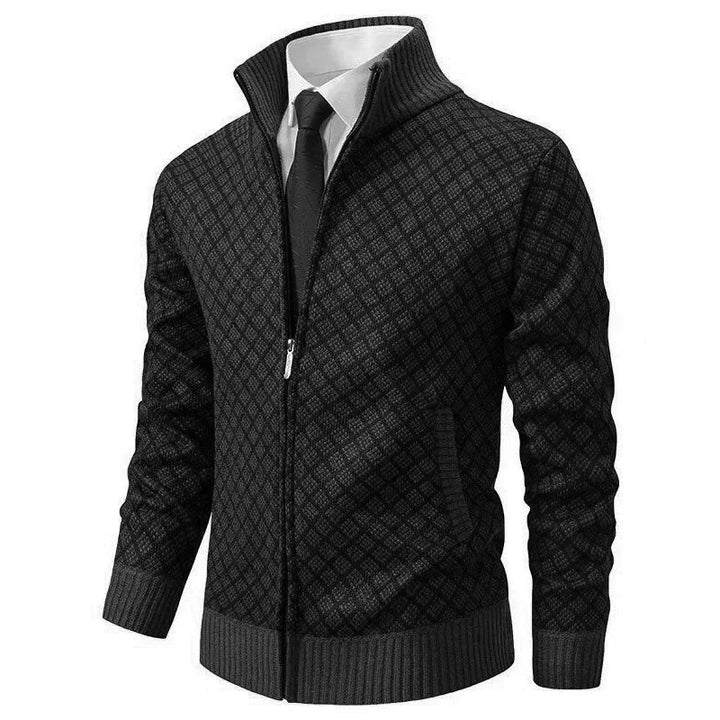 Gerippte Strickjacke mit Reißverschluss für Herren