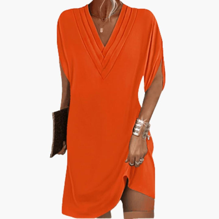 Damen V-Ausschnitt Oversized Kleid – Lockeres Sommerkleid