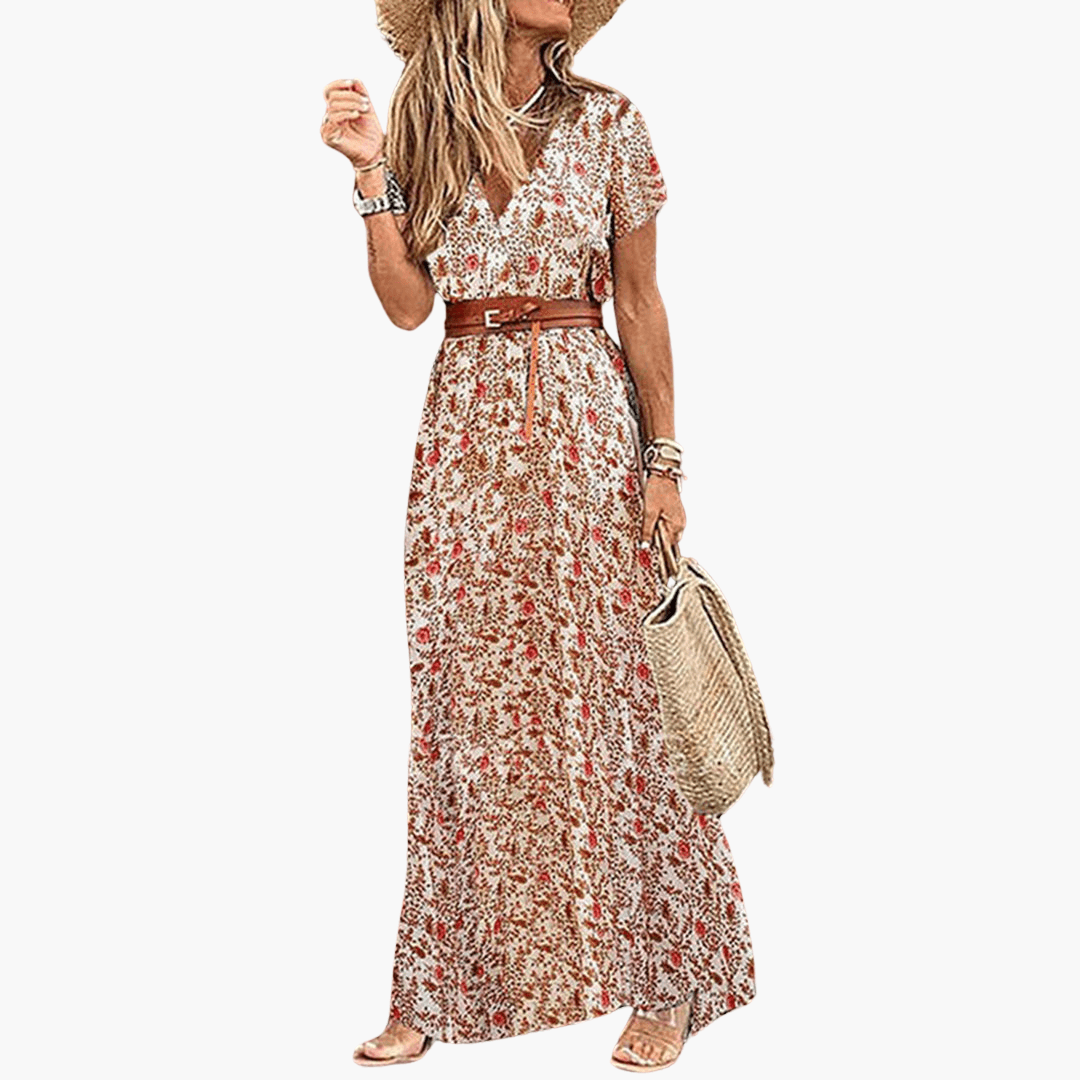 Paisley Sommer Maxi Kleid mit Gürtel für Damen