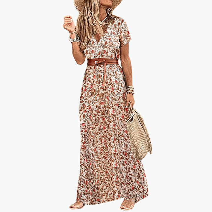 Paisley Sommer Maxi Kleid mit Gürtel für Damen