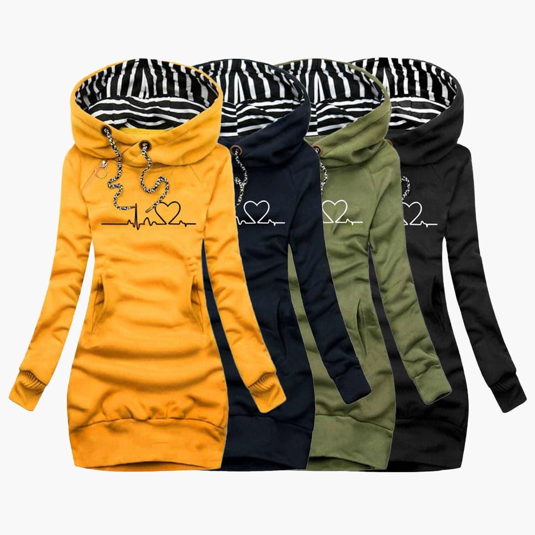 Gemütliches Pulloverkleid – für Frauen mit Herzschlag-Print