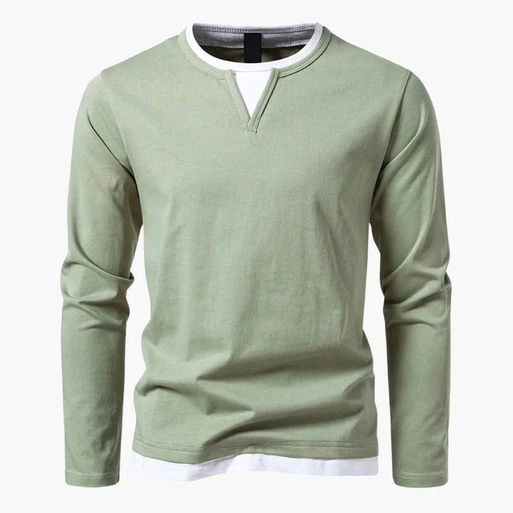 Zweilagiger Pullover mit Kragen für Herren