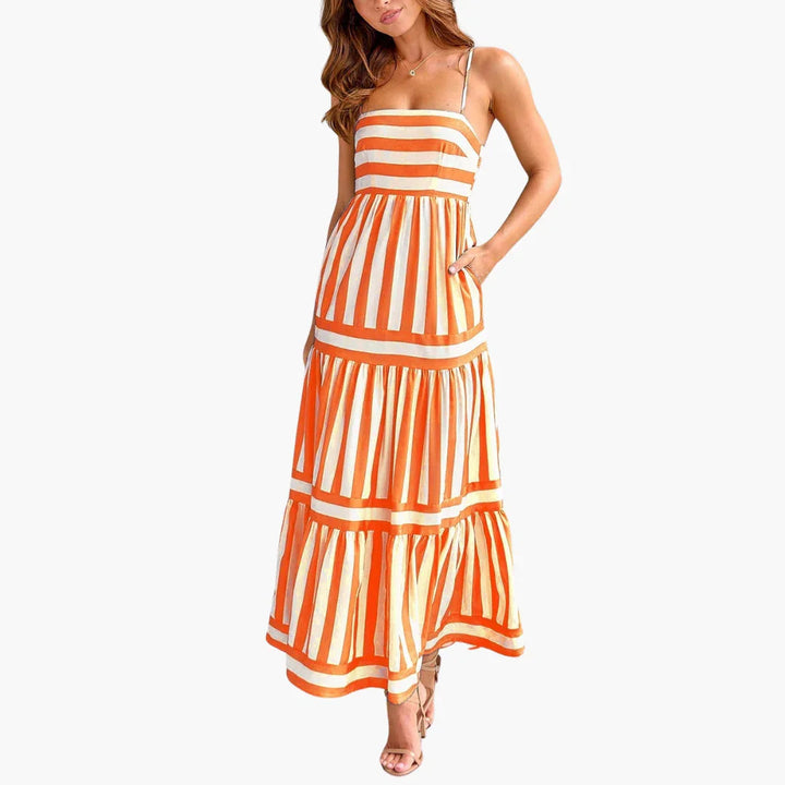Gestreiftes Sommer Maxi Kleid für Damen