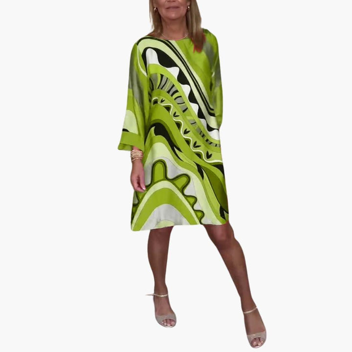 Damen Kleid mit abstraktem Print – Langarm und locker