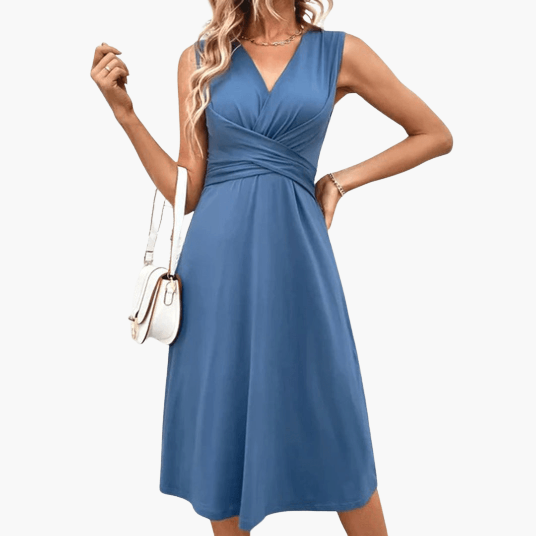 Sommerkleid für Frauen mit Blumenmuster – V-Ausschnitt