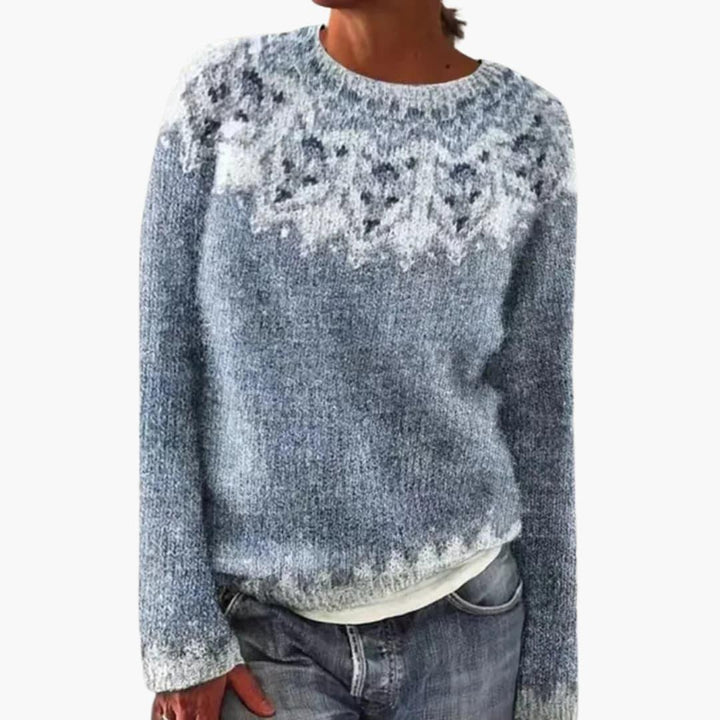 Damen pullover mit Rundhalsausschnitt und nordischem Muster