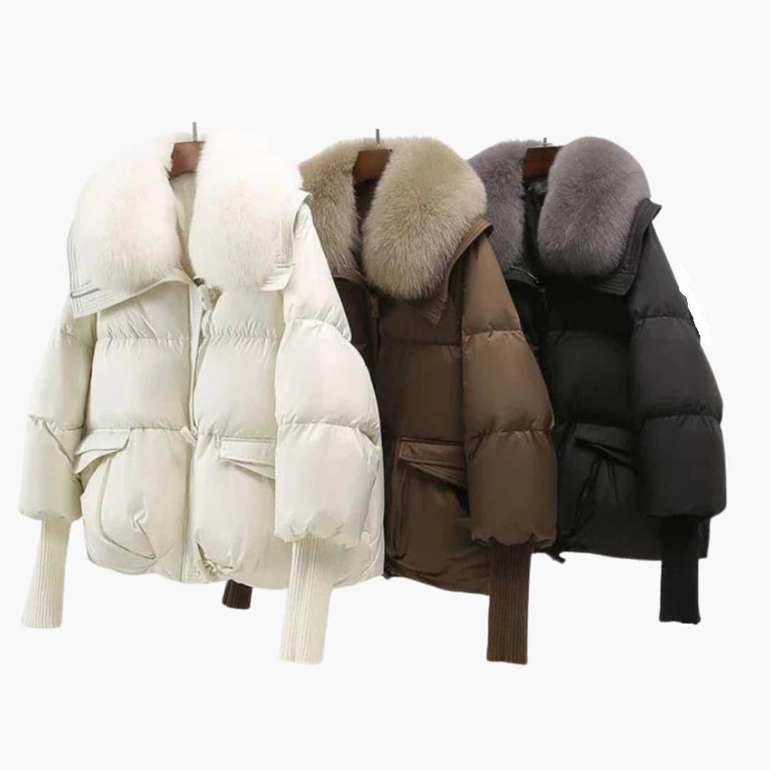Elegante Damen-Winterjacke mit Kunstpelzkragen – Warm & Stilvoll