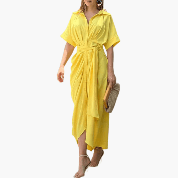 Hemdblusenkleid Damen – Gürtel, Blumenmuster, Sommer