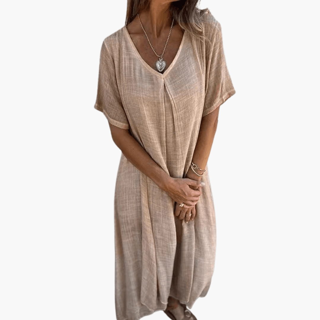 Damen V-Ausschnitt Sommerkleid - Locker und Bequem